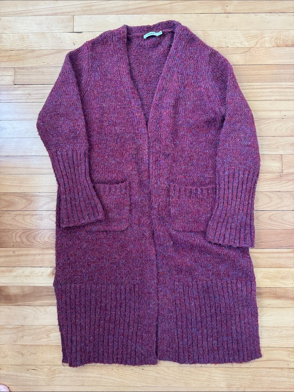 Ricki's Heathered Plum Open-Front Long Cardigan